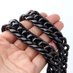 Black Cuban Chain Necklace 9-22mm — SS