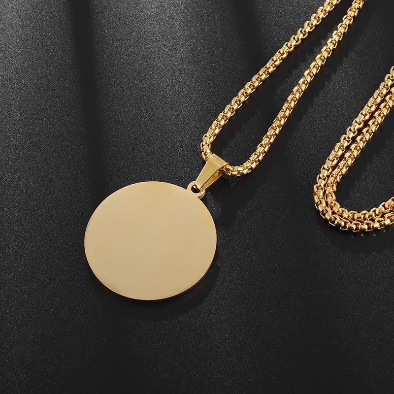 Hip Hop Military Style Stainless Steel Dog Tag Pendant Necklace for Men Women Gold Plated Personalized Id Card Name