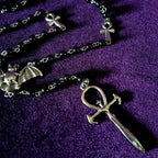 Emo Vampire Ankh Rosary Occult Vamp BeEmo Vampire Ankh Rosary Occult Vamp Bead Necklace Goth Punk Bat Cross Pendant