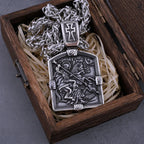 Stainless Steel Retro Religious Holy Warrior Necklace Men and Women Back Bible Cross Amulet Biker Pendant Necklace