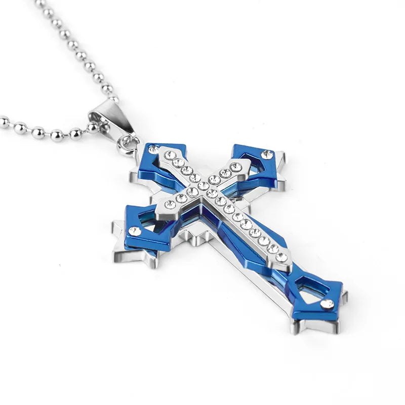 Iced Out Cross Black Pendant Zircon Punk