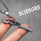 Barber Tools Pendant Necklace — Stainless Steel