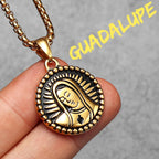 Virgin Mary Pendant Necklace Stainless Steel Vintage