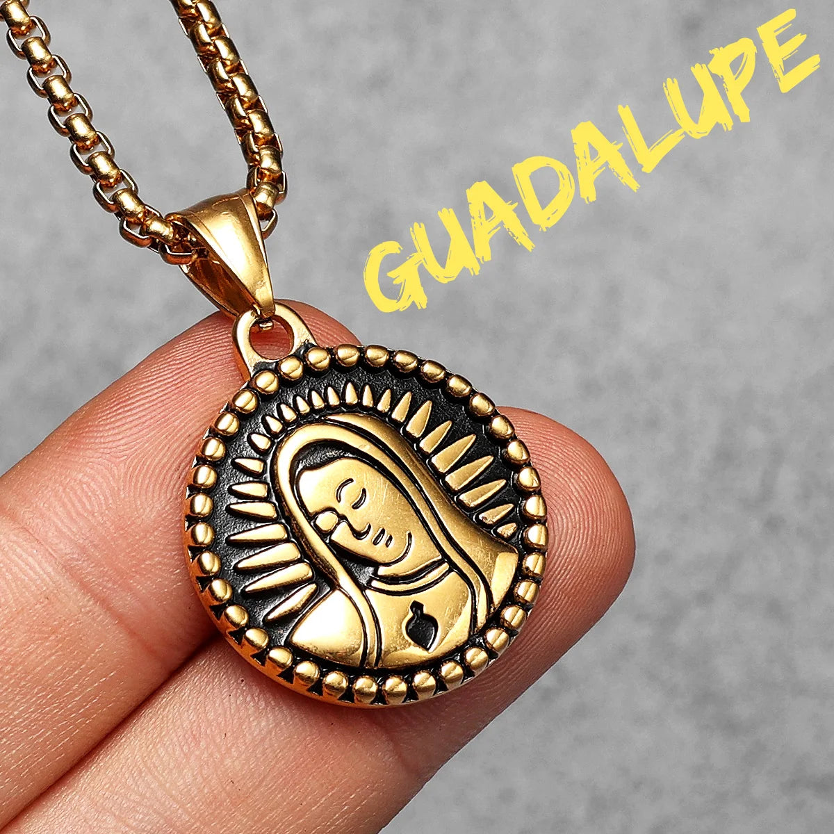 Iced Out Virgin Mary Pendant — Stainless Steel
