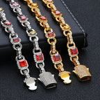 Gold Iced Out Heart Cuban Chain Necklace Colorful
