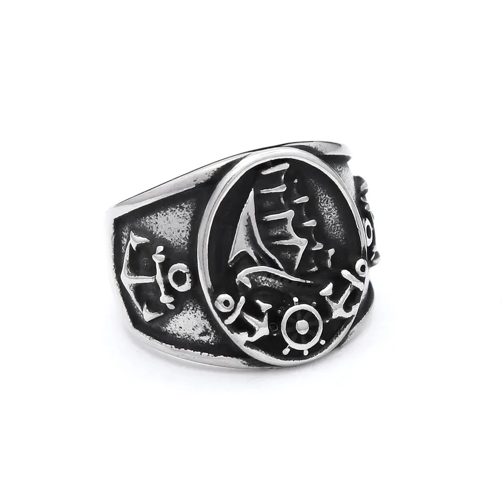 Viking Odin Compass Ring — Stainless Steel