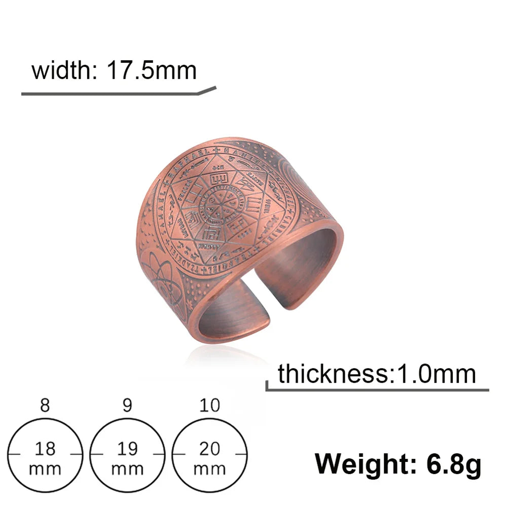 My Shape Vintage Solomon Rings Seal of The 7 Archangels Rings for Men Bronze Copper Ring Viking Rune Finger Ring Amulet Jewelry