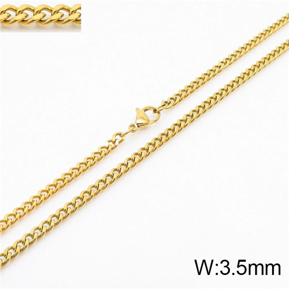 Punk Curb Cuban Link Chain Men Women Stainless Steel Long Necklace Fashion Tide Hip Hop Sweater Accessories Party Jewelry Gifts