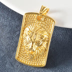 Luxury Men's Lion Tiger Square Pendant Necklace