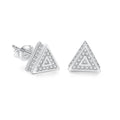Iced Out Triangle Stud Earrings — Stainless