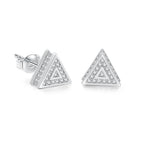 Iced Out Triangle Stud Earrings — Stainless