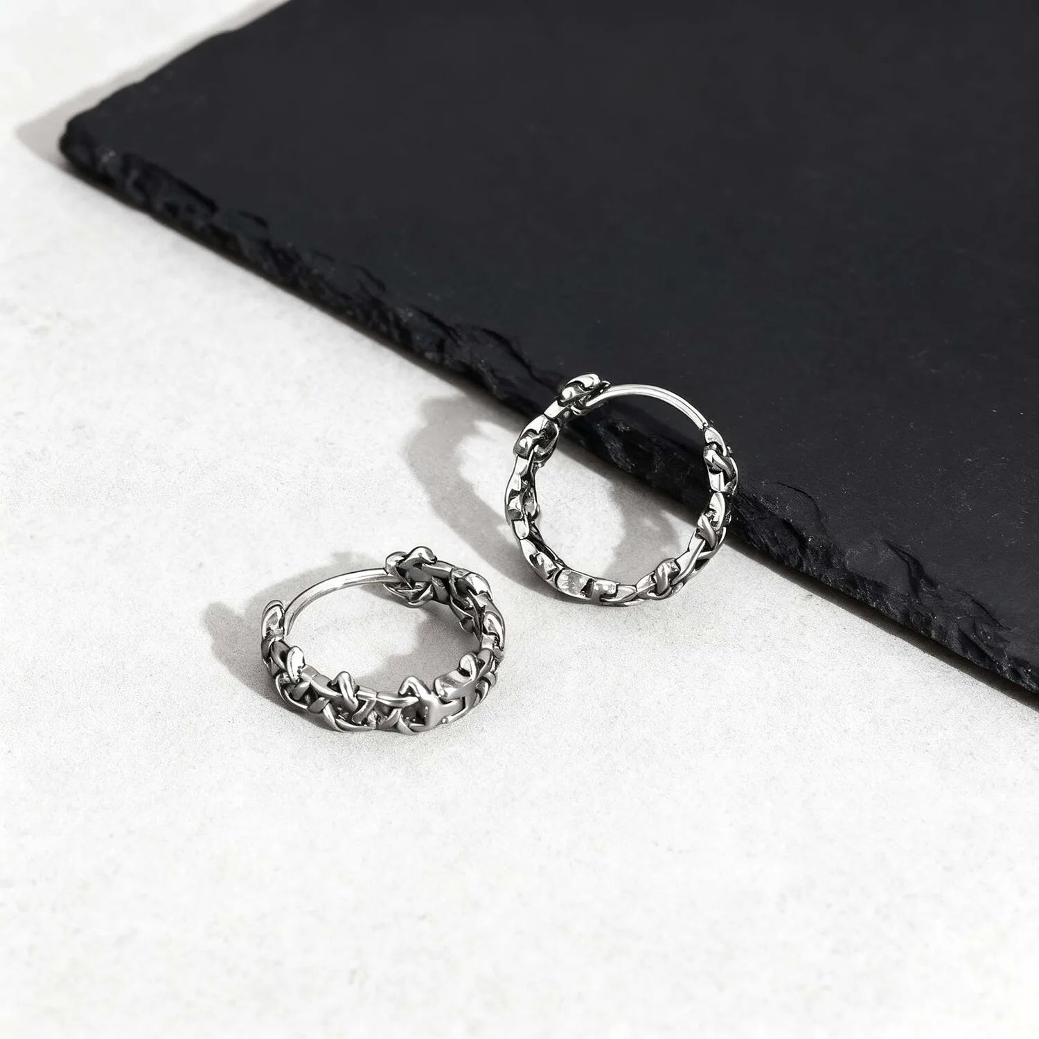 Star Pentagram Huggie Hoop Earrings — Stainless Steel