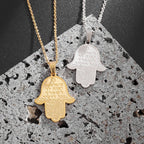 Hamsa Hands of Fatima Hebrew Pendant Stainless Steel Jerusalem Star of David Necklace Women's Jewish Jewelry