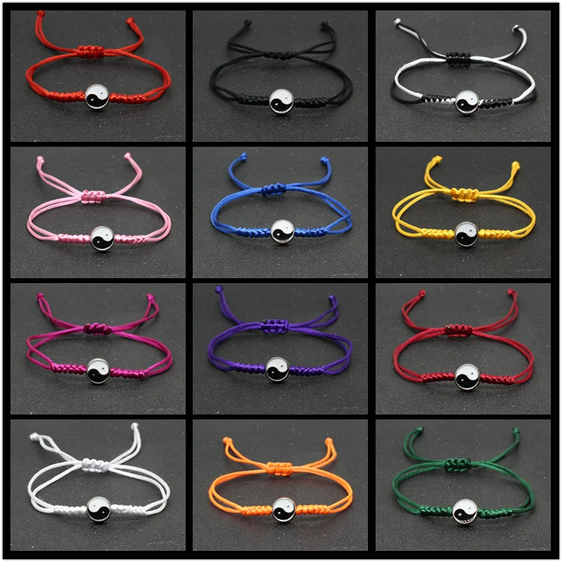 Yin Yang Braided String Bracelet — Adjustable, Multiple Colors