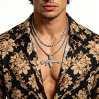 Iced Out Gun Pendant Necklace - Hip Hop Bling with Tennis & Rope Chains, Gold/Silver Plated for Men