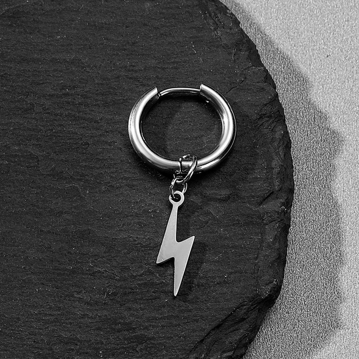 Lightning Hoop Earrings for Women and Men — Stainless Steel