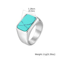 Vnox Stainless Steel Square Natural Stone Ring for Men Boys, Turquoise Tiger Eye Thumb Rings for Men, 12.8mm Width Signet Ring