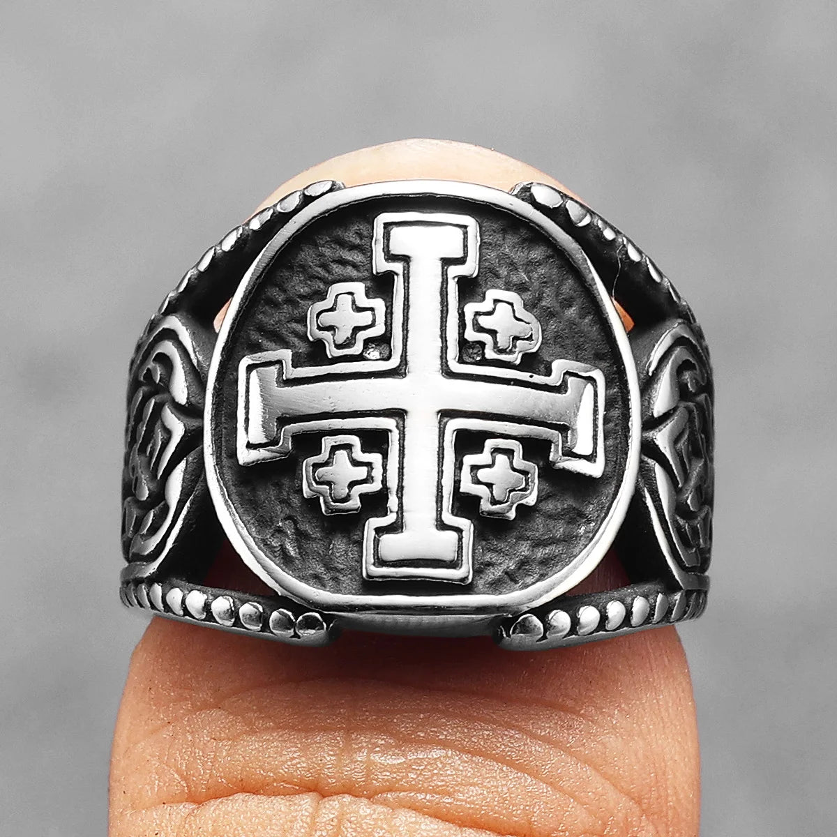 Jerusalem Cross Ring — Stainless Steel