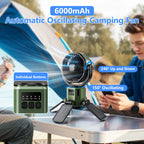 Eary Solar Powered Fan 6000mAh Battery Operated 4 Speed Wind With Led Light Outdoor Tent Fans for Camping Essentials