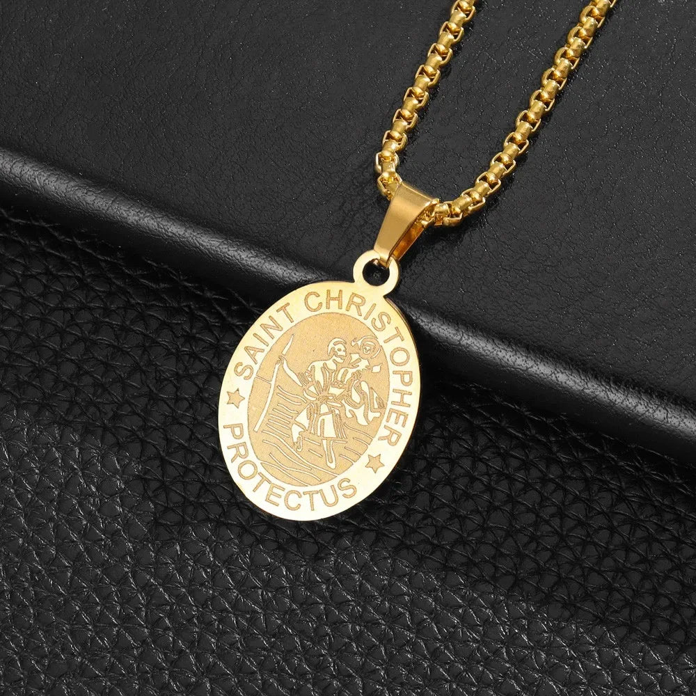 St. Christopher Protector Pendant — Stainless Steel