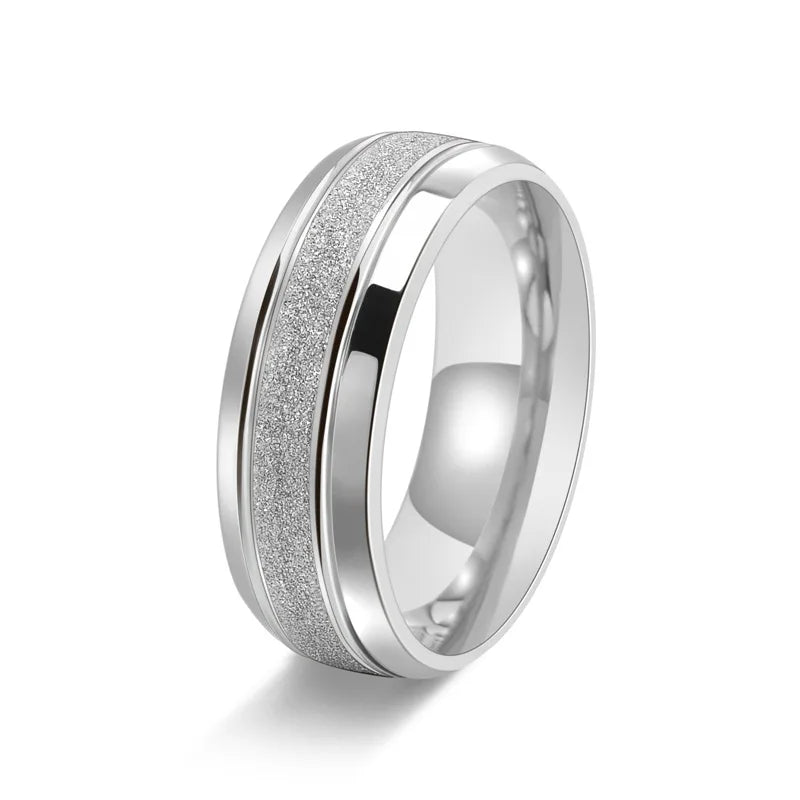 Stainless Steel Ring With Brushed Surface Men Women Couple Wedding Engagement Jewelry High-quality Matte Accessories