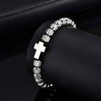 Cross Pineapple Bead Bracelet — Stainless Steel