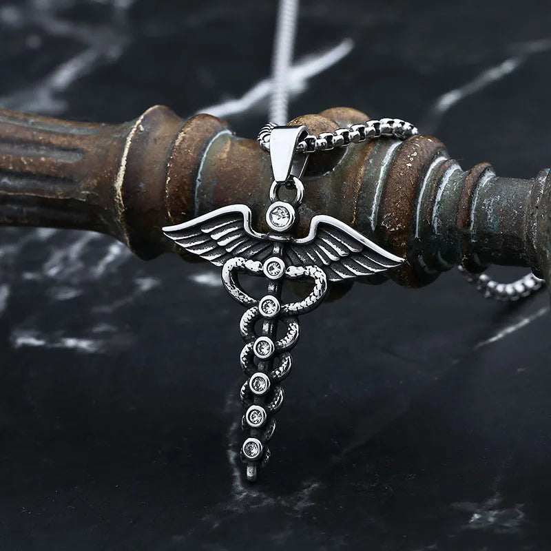 Good Polished 2024 New 316L Stainless Steel Feather With Zircon Pendant Necklace For Men Fashion Casual  Jewelry Couple Gift