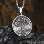 Sun Hugging Moon Round Pendant — Stainless Steel