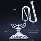 Jerusalem Menorah Pendant — Stainless Steel
