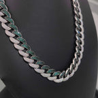 Gold Cuban Chain Necklace Iced Out 18MM 3-Row
