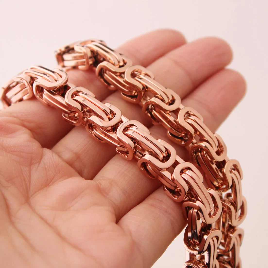 Byzantine Chain Necklace 8mm — Rose Gold