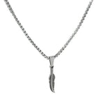 Long Feather Pendant Choker Necklace — Stainless Steel