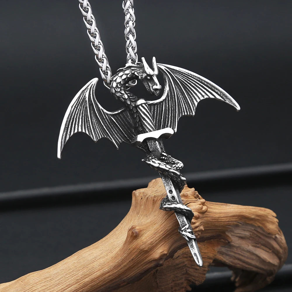 Sword Shape Pendant Necklace — Stainless Steel