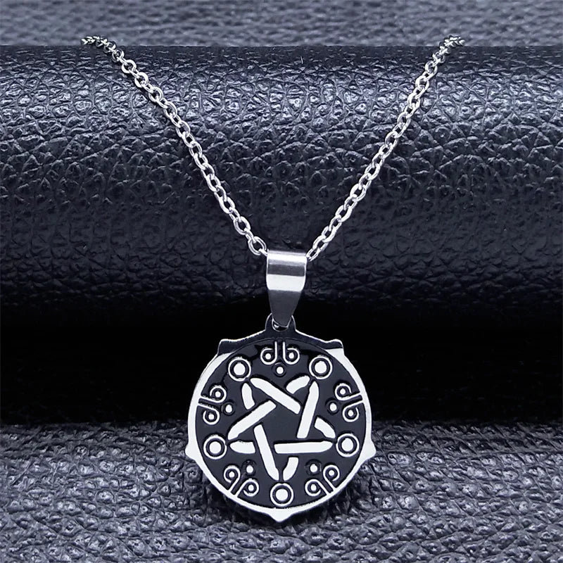 Sigil Lucifer Enamel Pendant Necklace — Stainless Steel