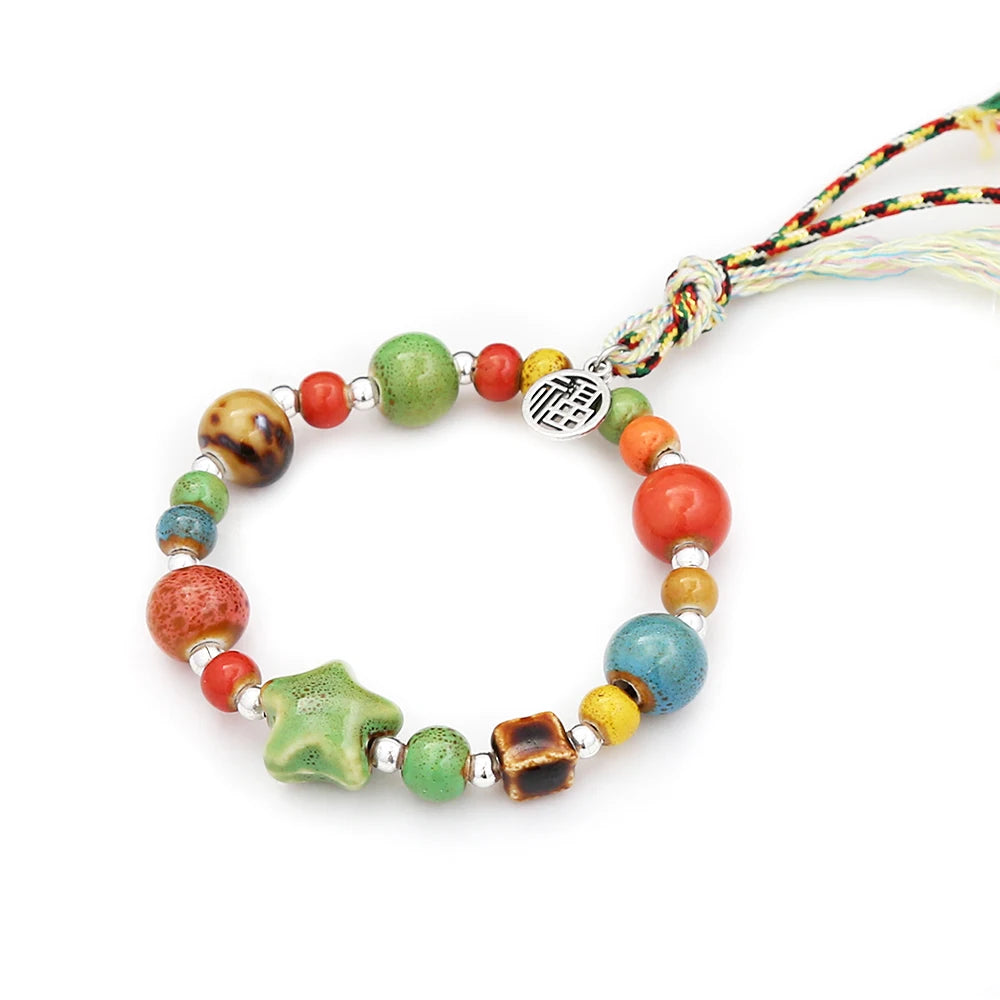 Rope Ceramic Bead Bracelet — Stainless Steel