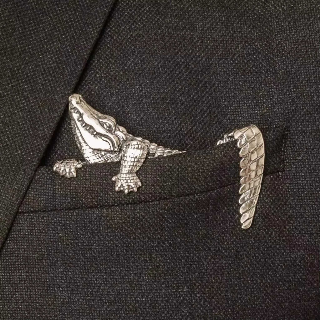 Metal pocket square vintage octopus crocodile men's suit new punk-style brooch heavy-duty accessory pin