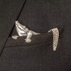 Metal pocket square vintage octopus crocodile men's suit new punk-style brooch heavy-duty accessory pin