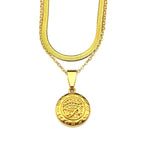 Stainless Steel Egyptian Eyes Hieroglyph Chain Necklace for Women Men Gold Color Eye of Ra Horus Symbol Pendant Necklace Jewelry