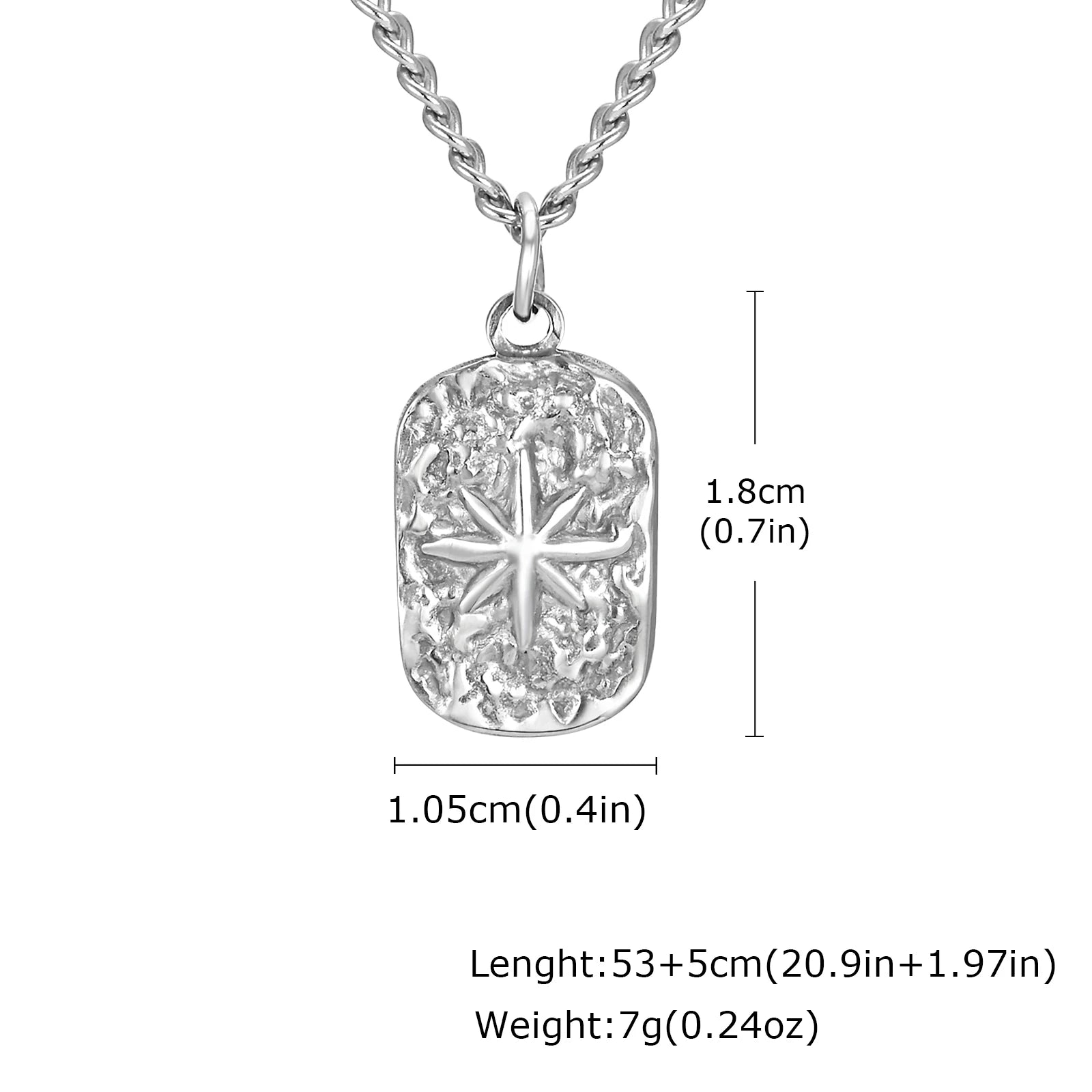 Men's Silver Color Geometric Pendant Necklace, Non Fading Stainless Steel Compass Necklace with Chain, Stylish Jewelry