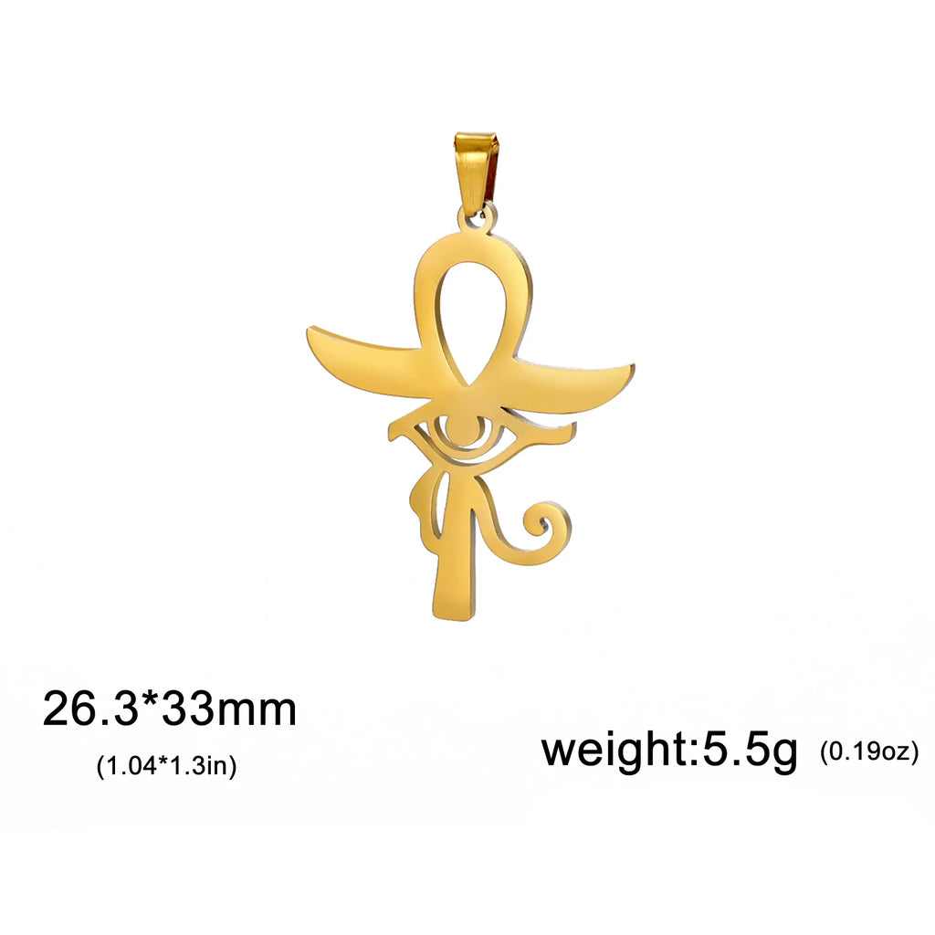 LIKGREAT Egyptian Ankh Cross Egypt Eye Pendant for Necklace Earrings Stainless Steel Eye of Horus Charms for Jewelry