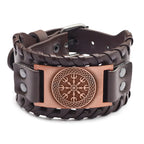 New Retro Wide Leather Nordic Rune of Odi Bracelet Men's Bracelet Celtic Viking Jewelry Bracelet Accessories Party Gifts