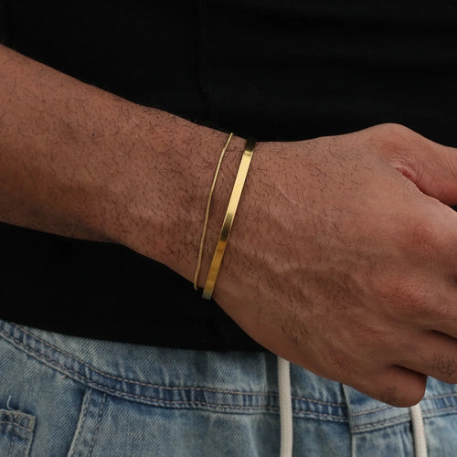 4MM Gold Snake Chain Stainless Steel Bracelet