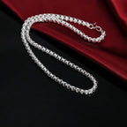 Silver-Tone Box Chain Necklace Bracelet Set, 4mm