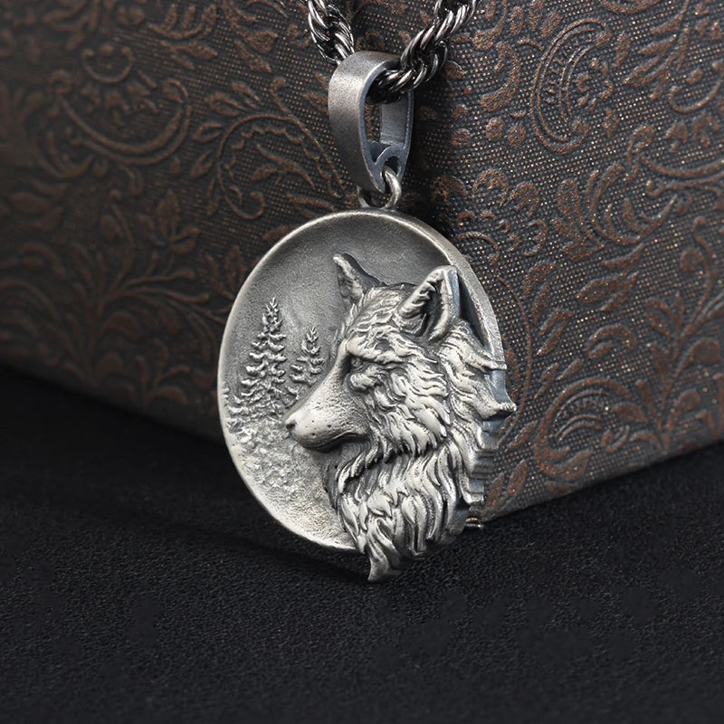 Wolf Forest Pendant — Stainless Steel