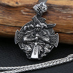 Vintage Viking Warrior Odin Necklace Men Nordic Stainless Steel Cross Trinity Pendant Necklace Gothic Skull Chain