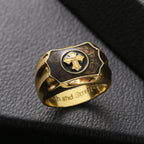 Men's Black Cross Ring — Gold-Tone