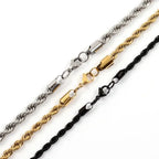 Fashion Hip Hop Rope Chain Necklace Classic Stainless Steel Twisted Link Chain Necklace For Men Women  Jewelry Gift