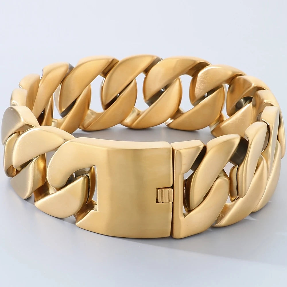 Massive Men's Necklaces Necklace for Women Matte Brushed Stainless Steel 43MM Width Curb Cuban Link Chain HipHop On