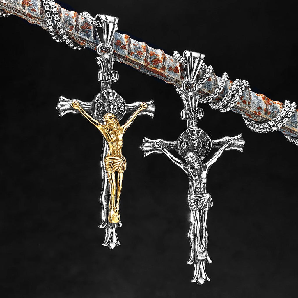 INRI Jesus Cross Pendant Necklace — Stainless Steel