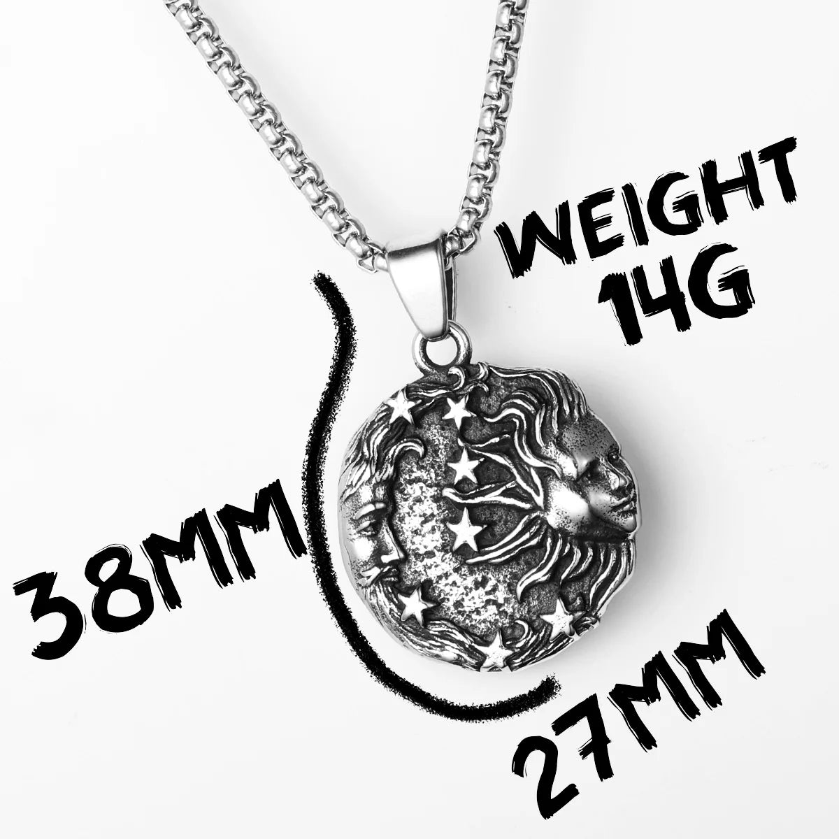 Greek Myth Sun Moon Pendant — Stainless Steel